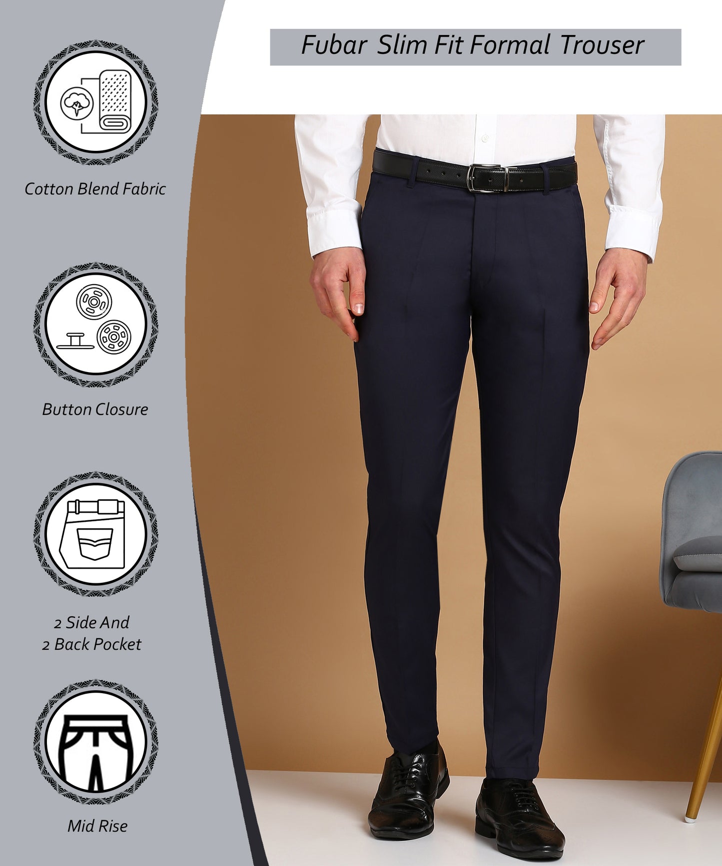 Slim Fit Formal Trousers