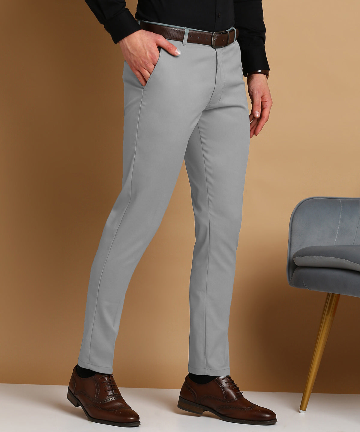 Slim Fit Men Blue Trousers