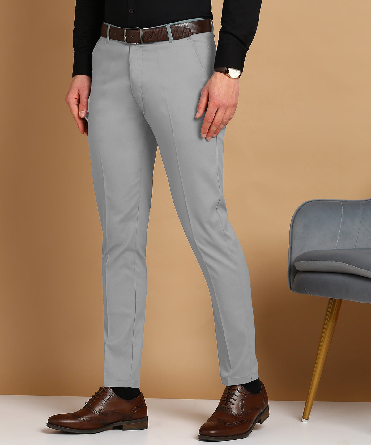 Slim Fit Men Blue Trousers