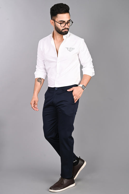 Men Solid Casual White Shirt