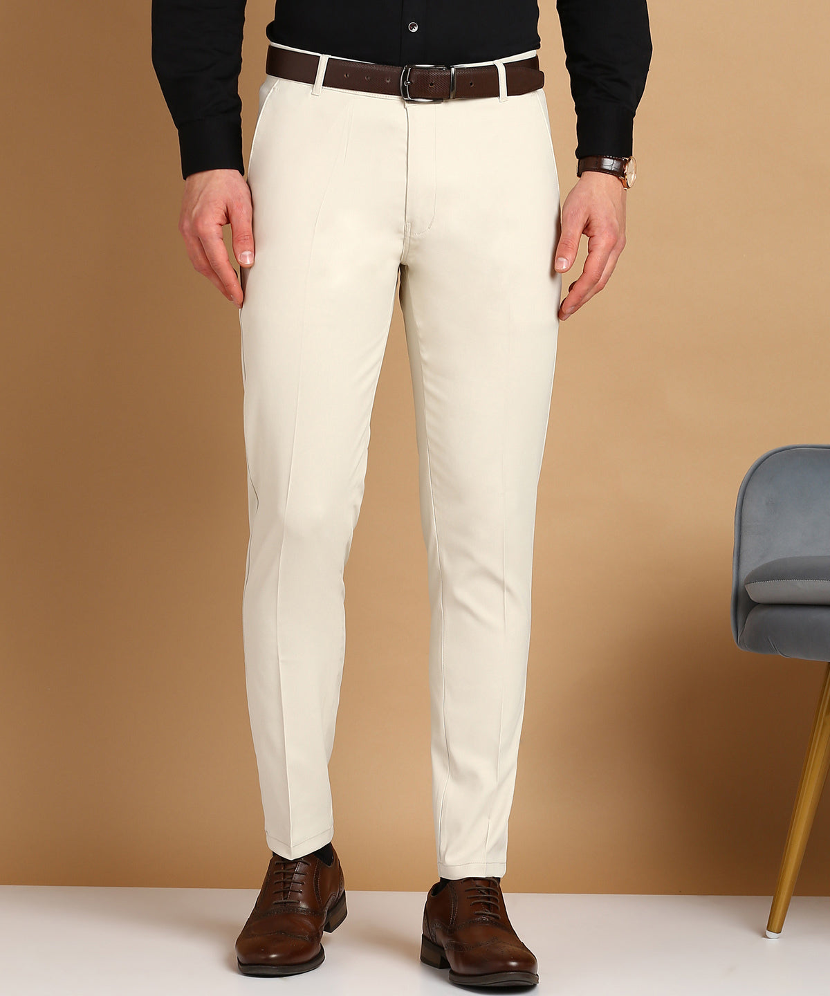 Slim Fit Men Blue Trousers