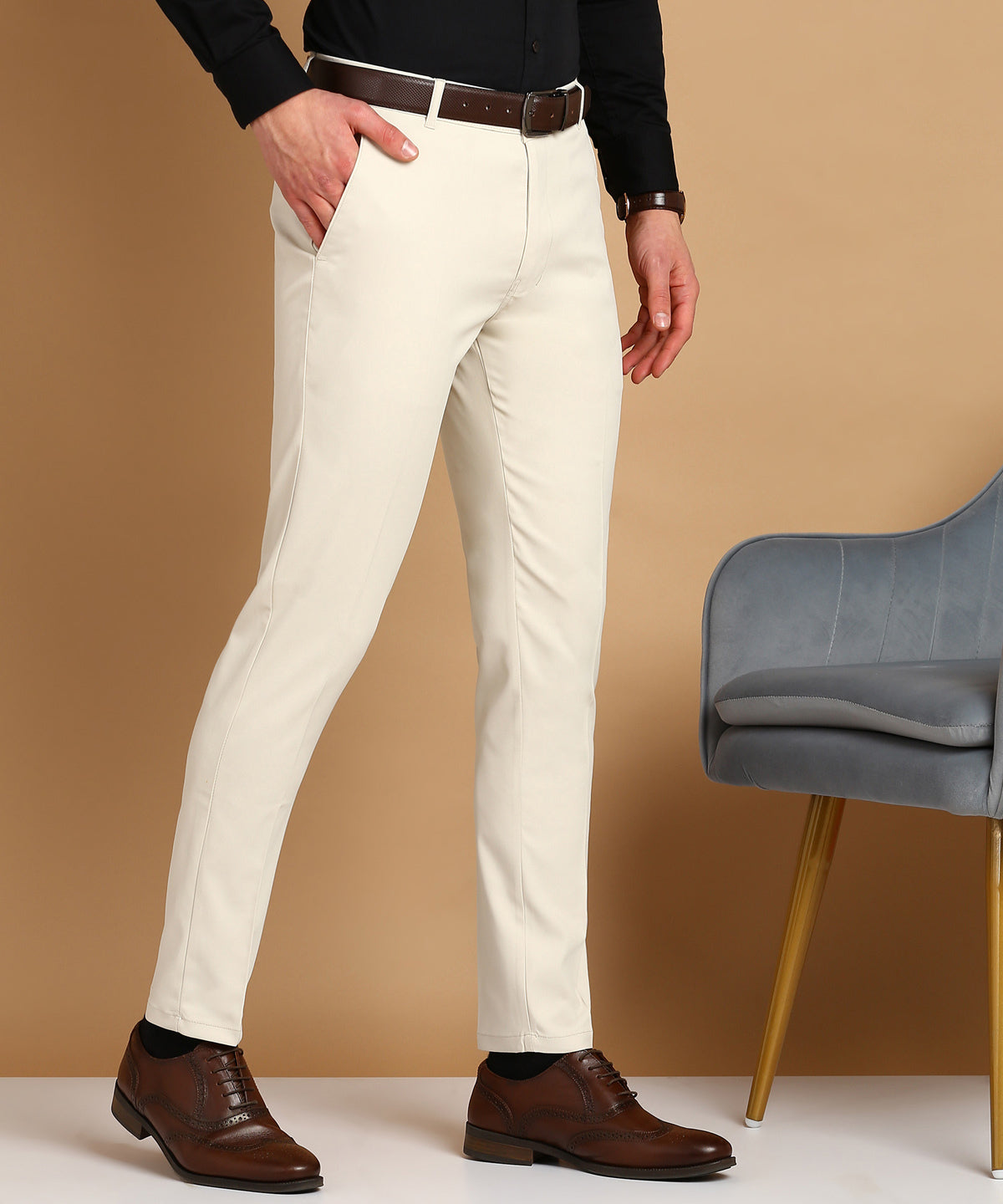 Slim Fit Men Blue Trousers