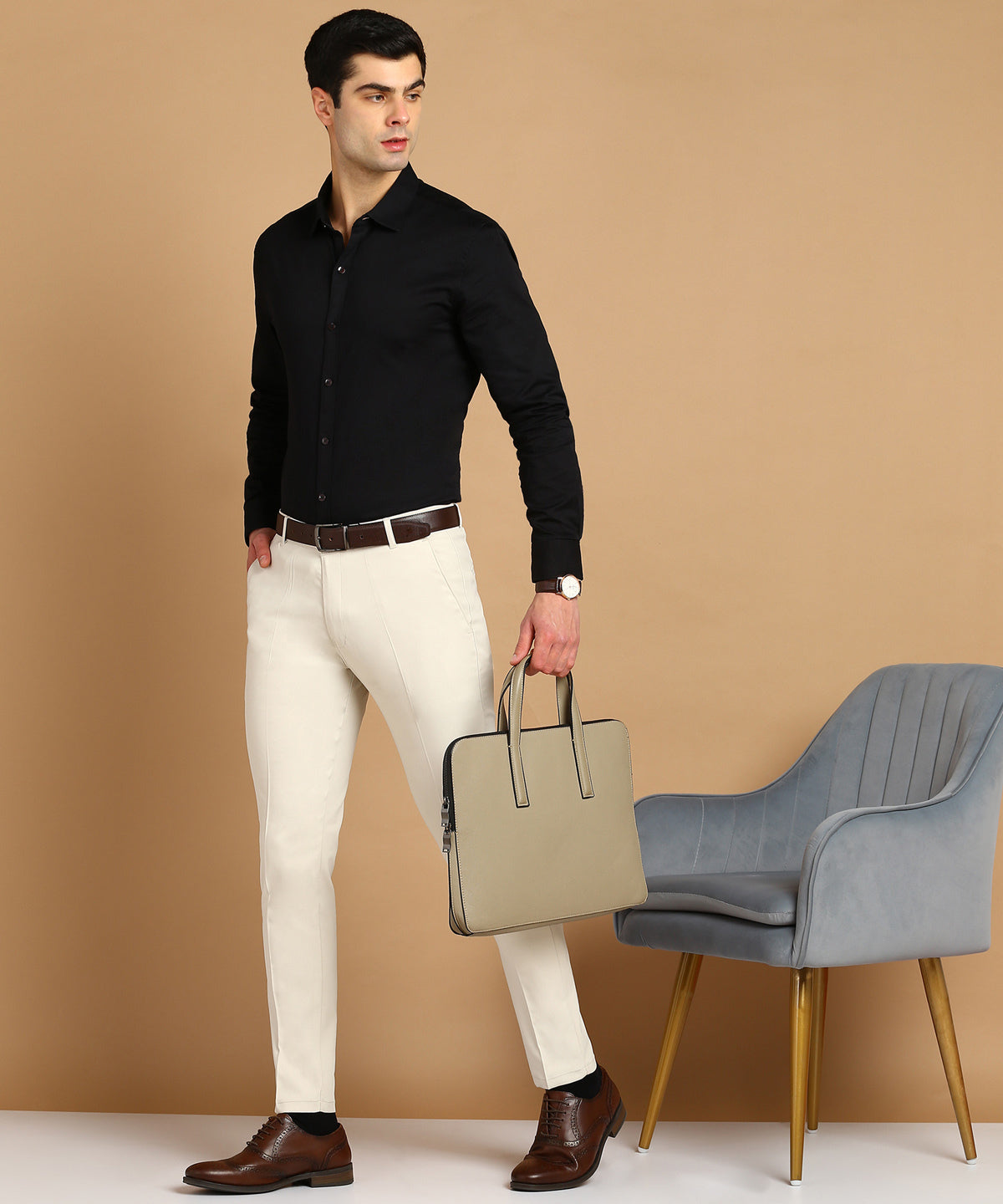 Slim Fit Men Blue Trousers
