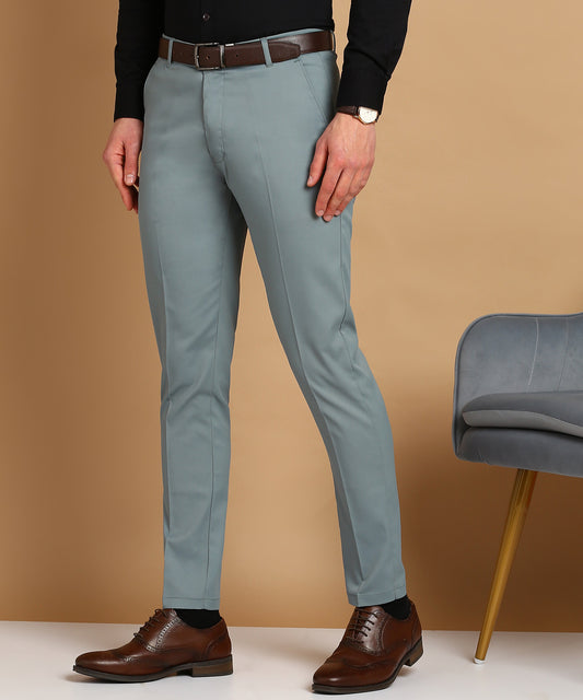 Slim Fit Men Blue Trousers