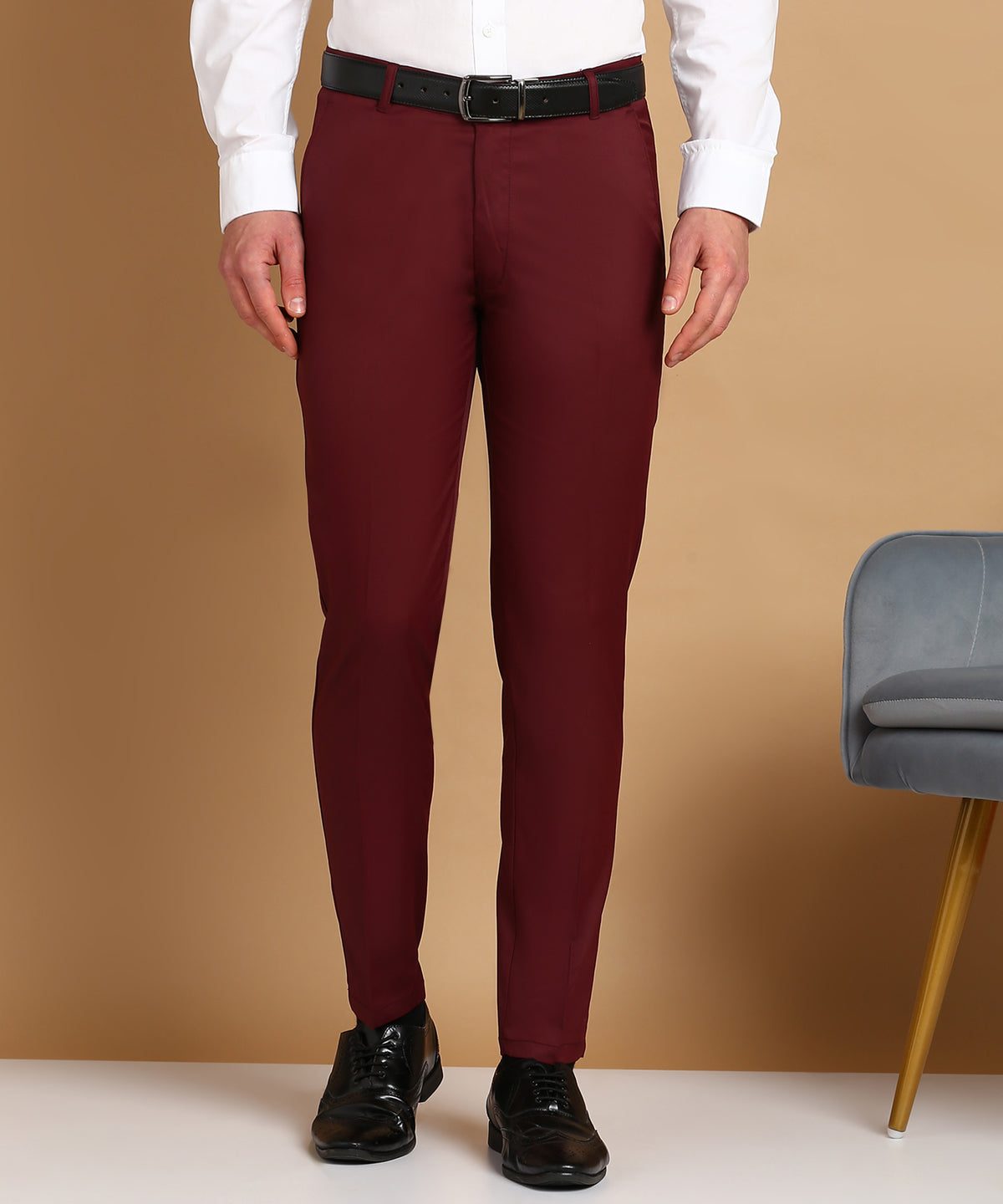 Slim Fit Men Blue Trousers