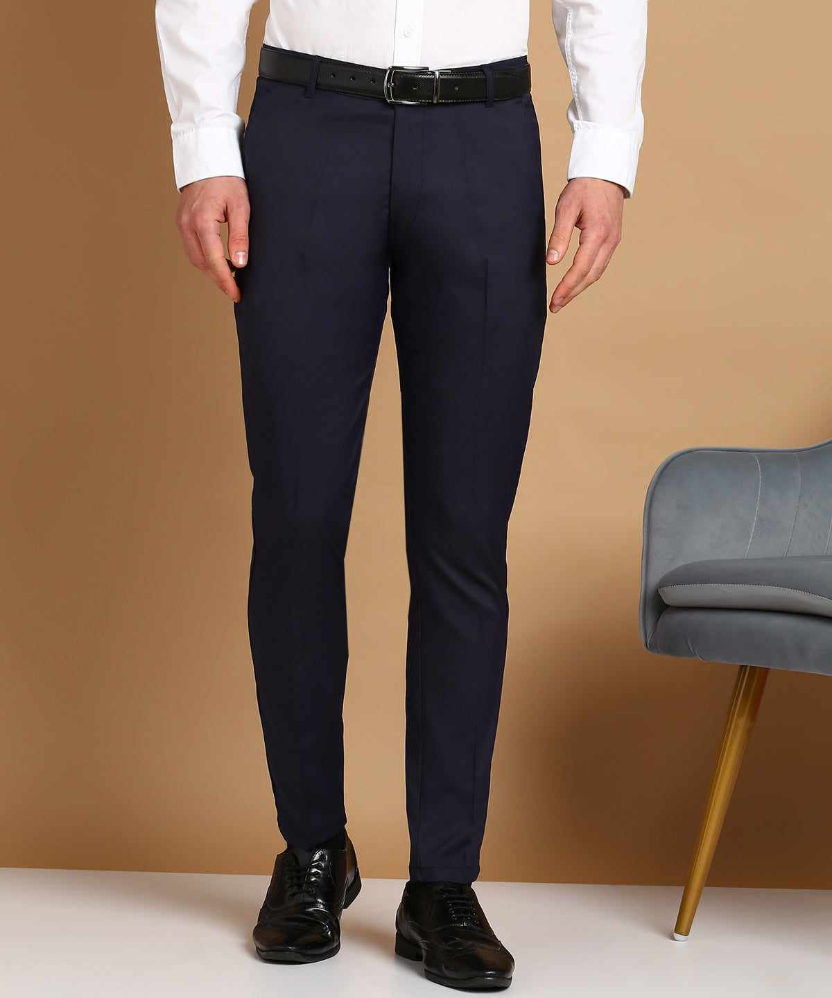 Slim Fit Men Blue Trousers