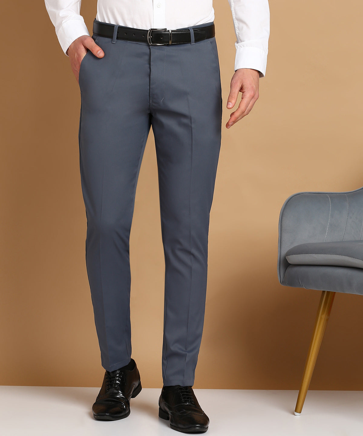Slim Fit Men Blue Trousers