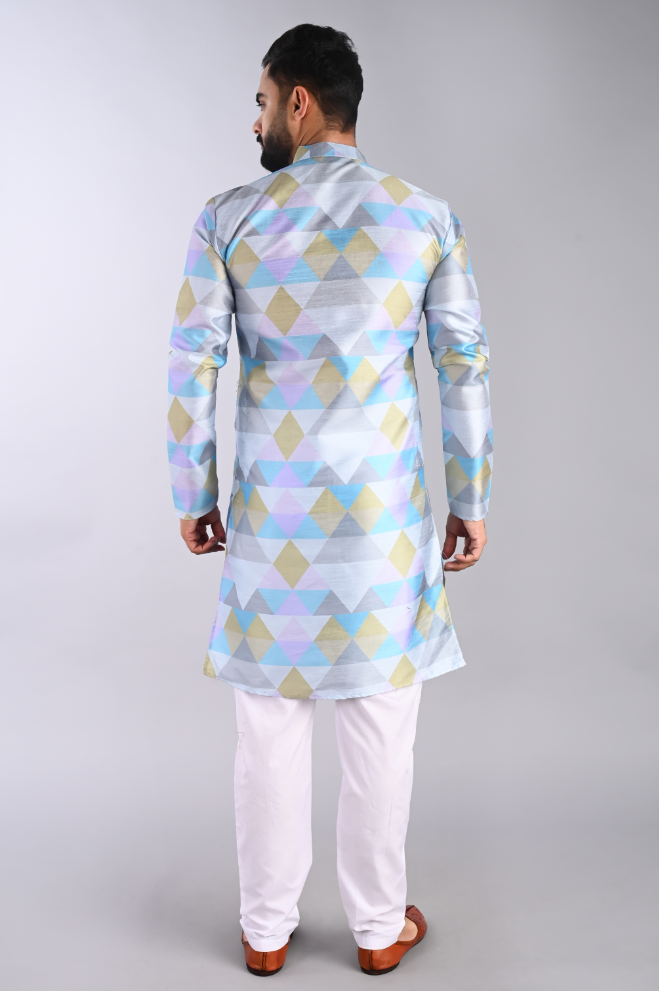 Men Printed Straight Kurta (Multicolor)