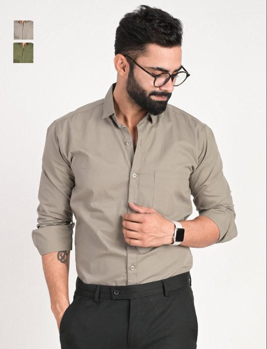 Men Solid Formal Multicolor Shirt (Pack of 2)