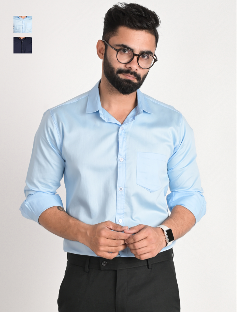 Men Solid Formal Multicolor Shirt (Pack of 2)