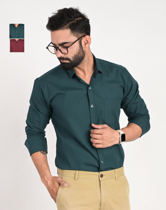 Men Solid Formal Multicolor Shirt (Pack of 2)