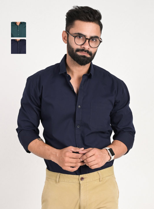 Men Solid Formal Multicolor Shirt (Pack of 2)