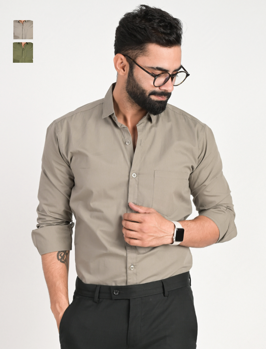 Men Solid Formal Multicolor Shirt (Pack of 2)