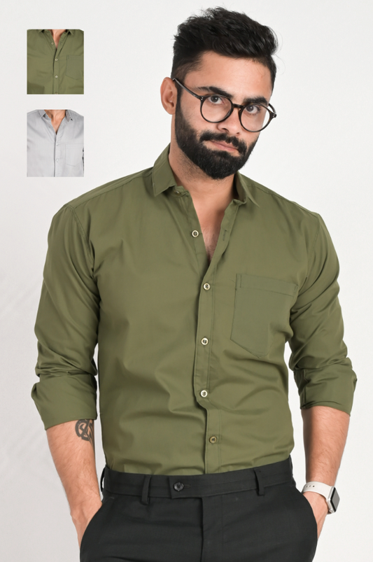 Men Solid Formal Multicolor Shirt (Pack of 2)