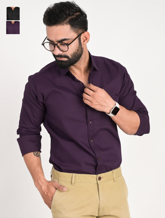 Men Solid Formal Multicolor Shirt (Pack of 2)