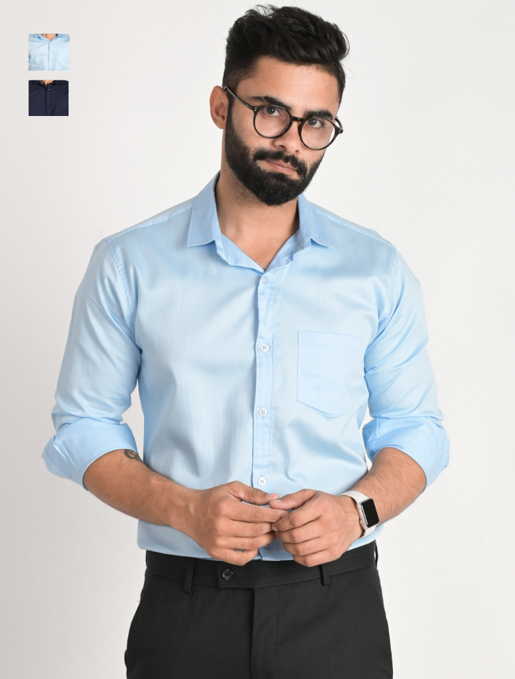 Men Solid Formal Multicolor Shirt (Pack of 2)