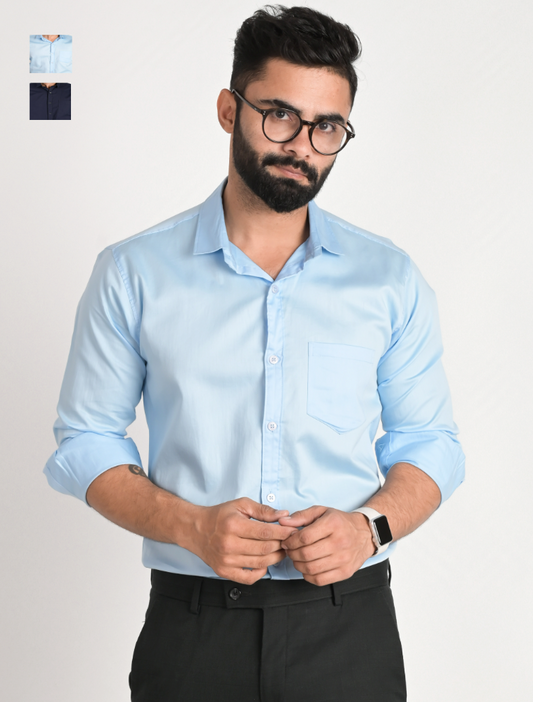 Men Solid Formal Multicolor Shirt (Pack of 2)