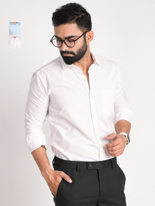 Men Solid Formal Multicolor Shirt (Pack of 2)