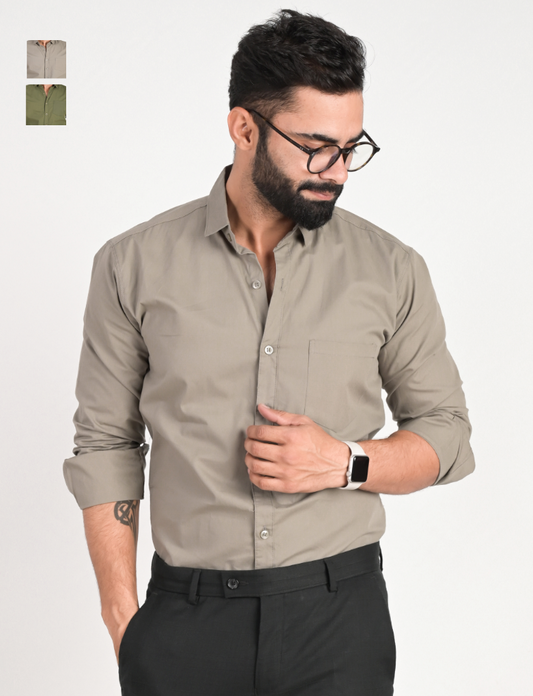 Men Solid Formal Multicolor Shirt (Pack of 2)
