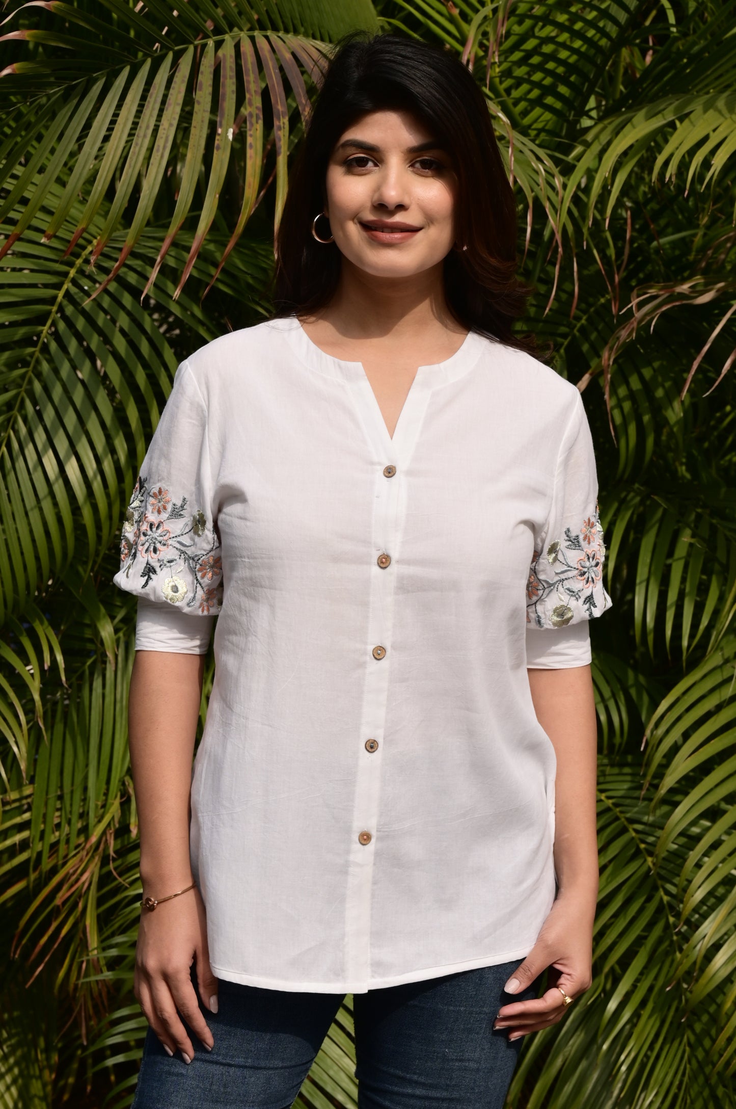FUBAR Casual Embroidered Women Top