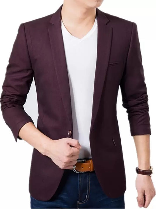 Solid Single Breasted Festive & Wedding Blazer