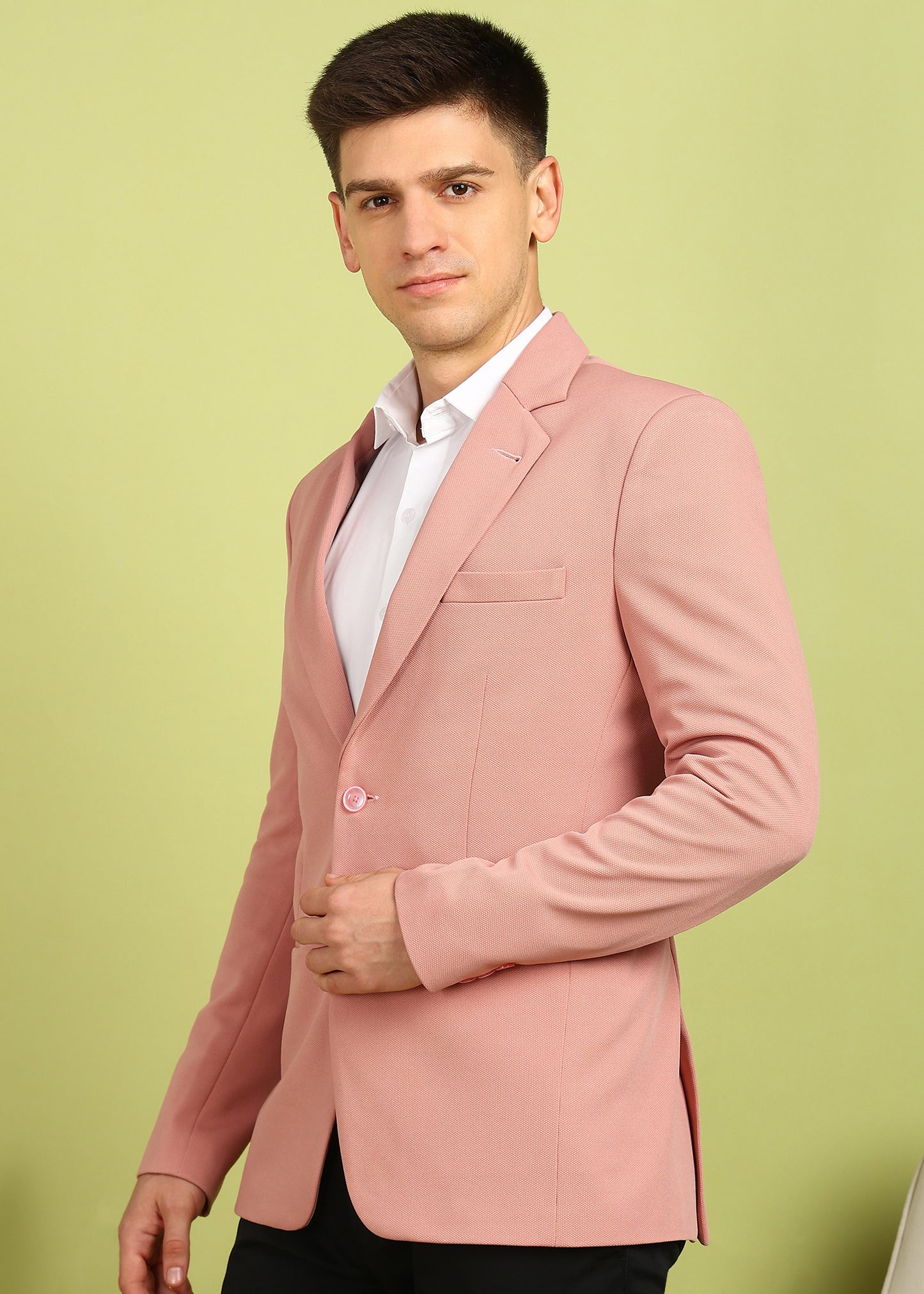Solid Single Breasted Formal Men Blazer