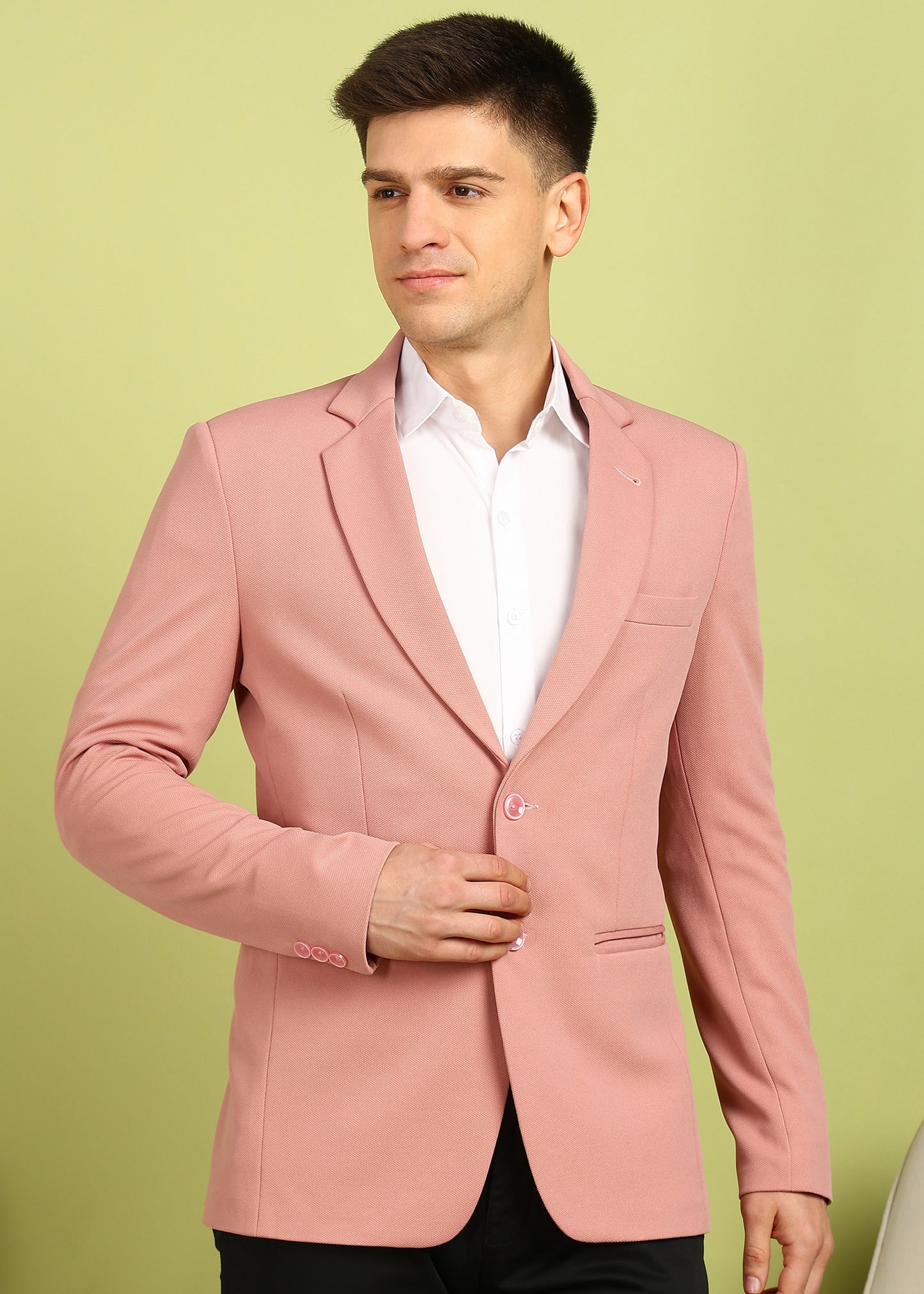 Solid Single Breasted Formal Men Blazer