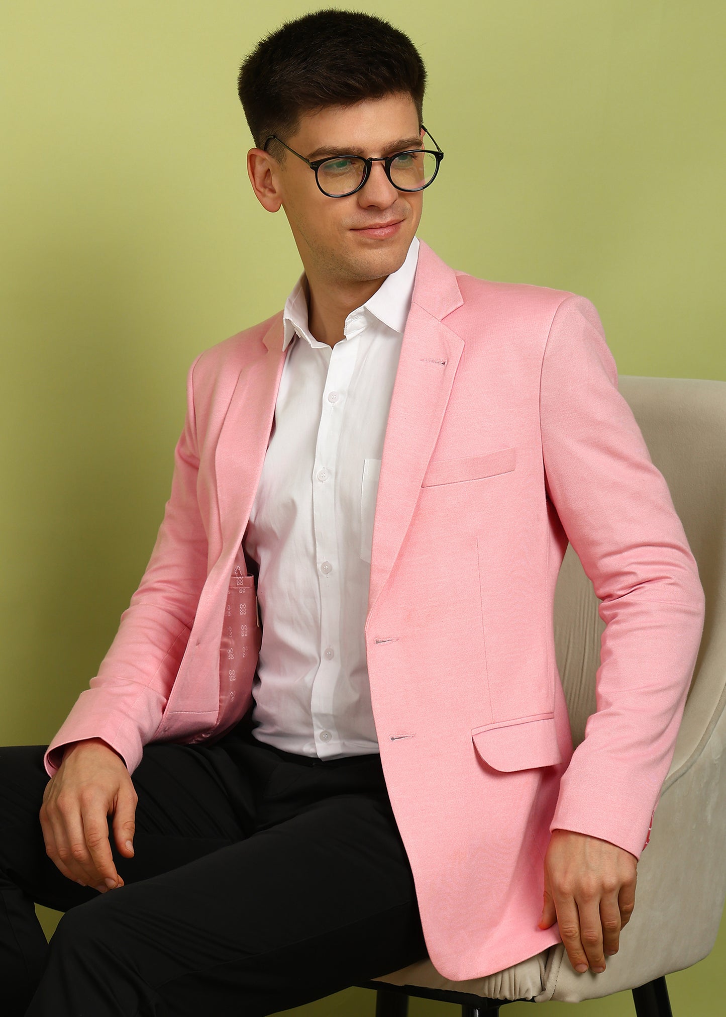 Solid Single Breasted Formal Men Blazer