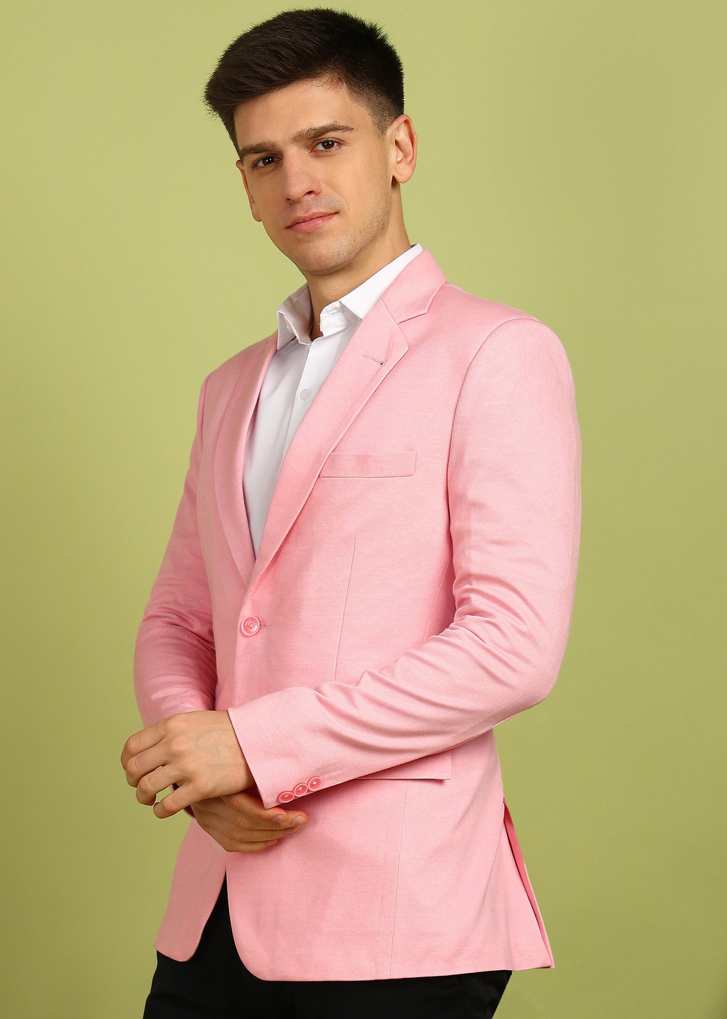 Solid Single Breasted Formal Men Blazer