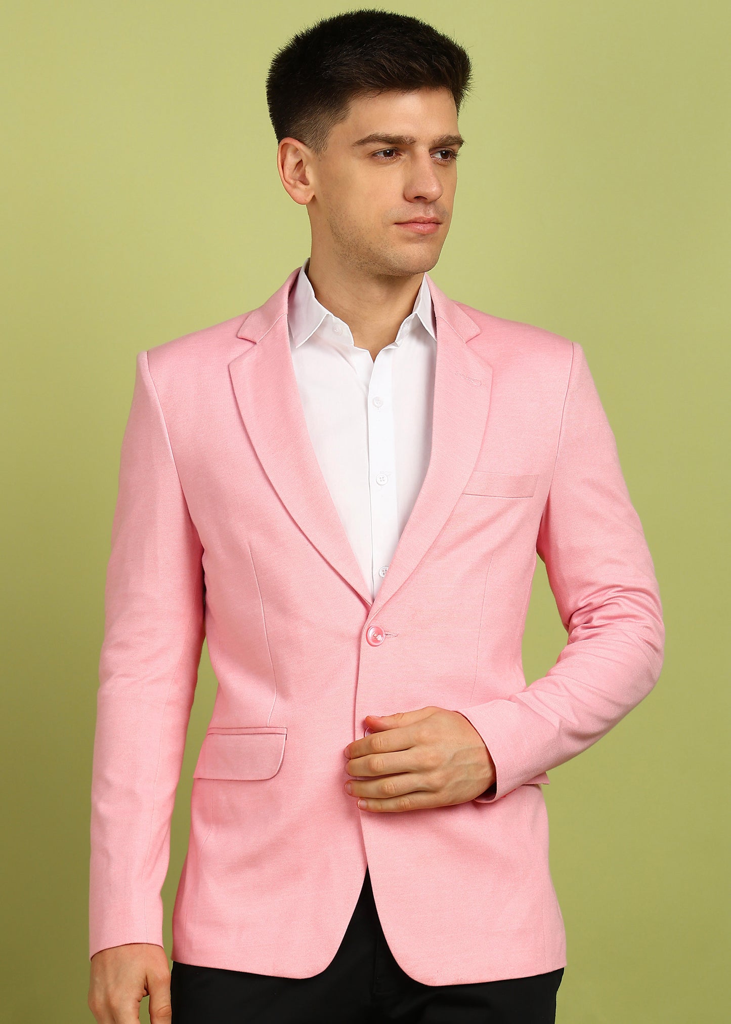 Solid Single Breasted Formal Men Blazer