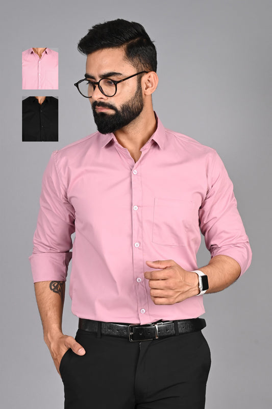 Men Solid Formal Multicolor Shirt (Pack of 2)