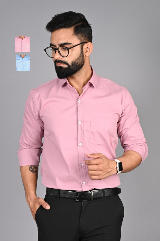 Men Solid Formal Multicolor Shirt (Pack of 2)