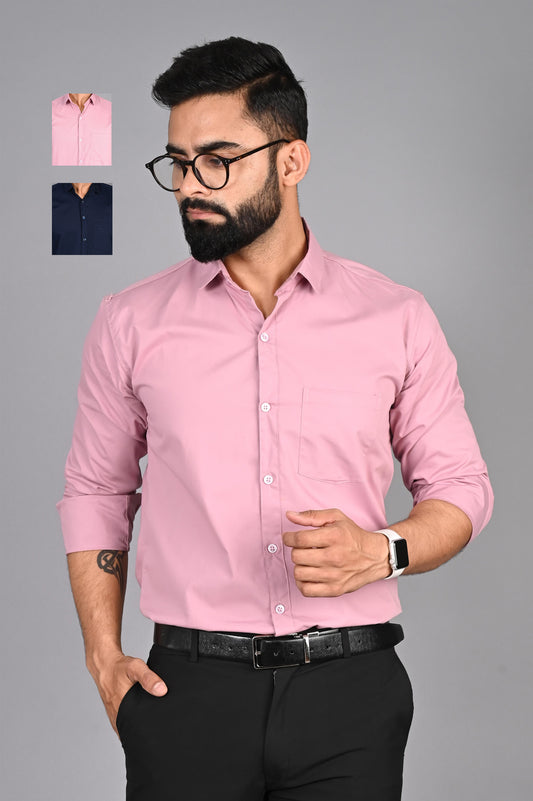 Men Solid Formal Multicolor Shirt (Pack of 2)