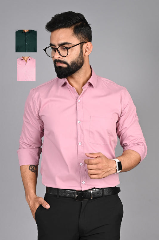 Men Solid Formal Multicolor Shirt (Pack of 2)
