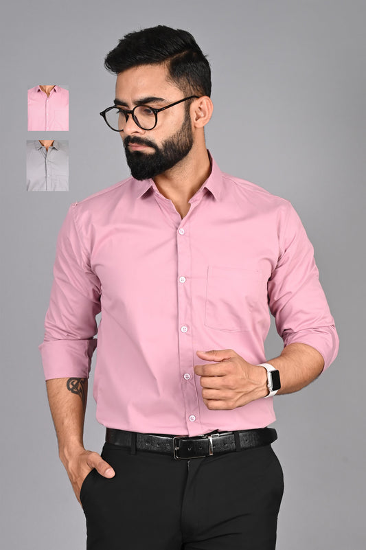 Men Solid Formal Multicolor Shirt (Pack of 2)