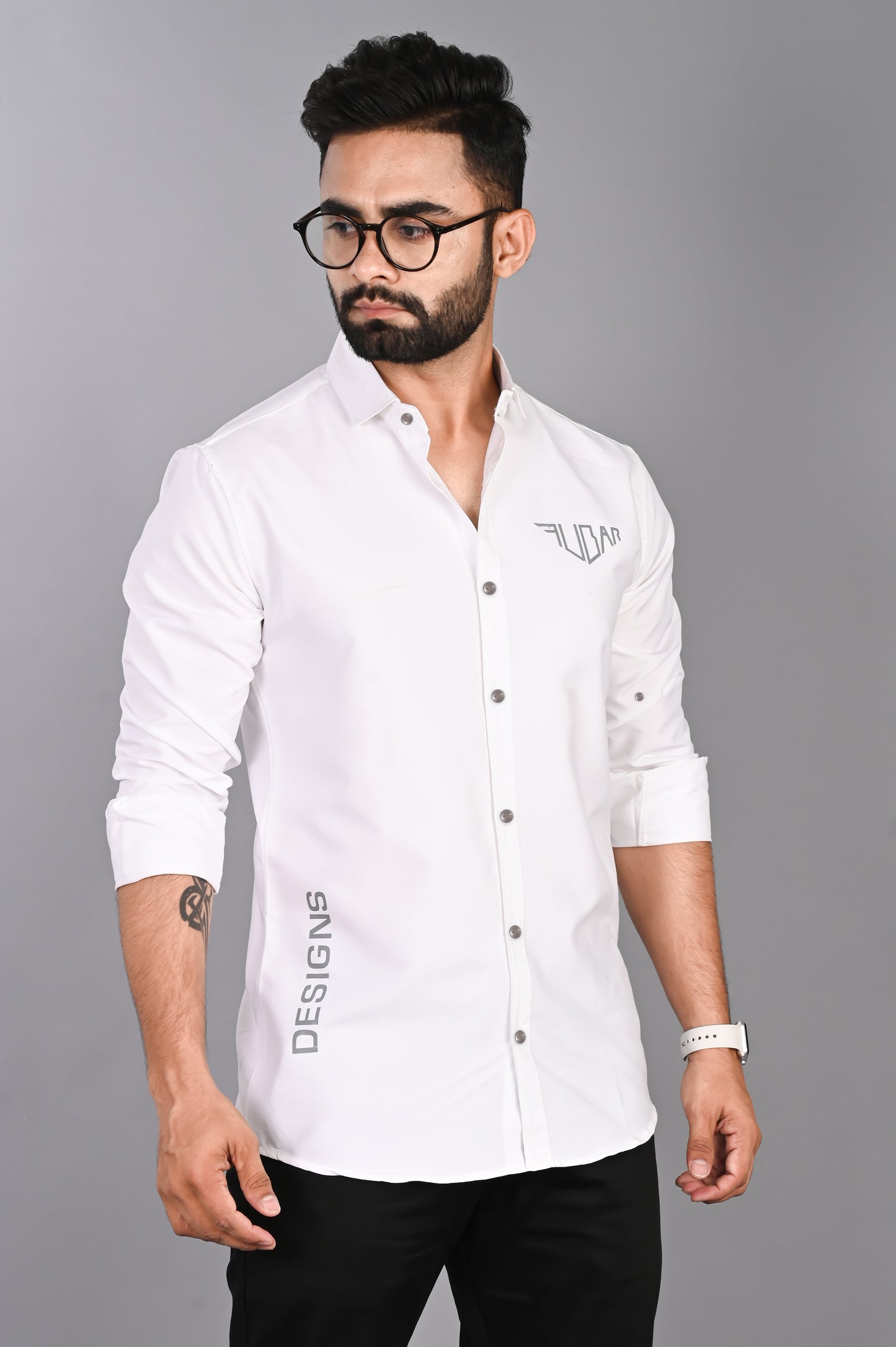 Men Solid Casual White Shirt