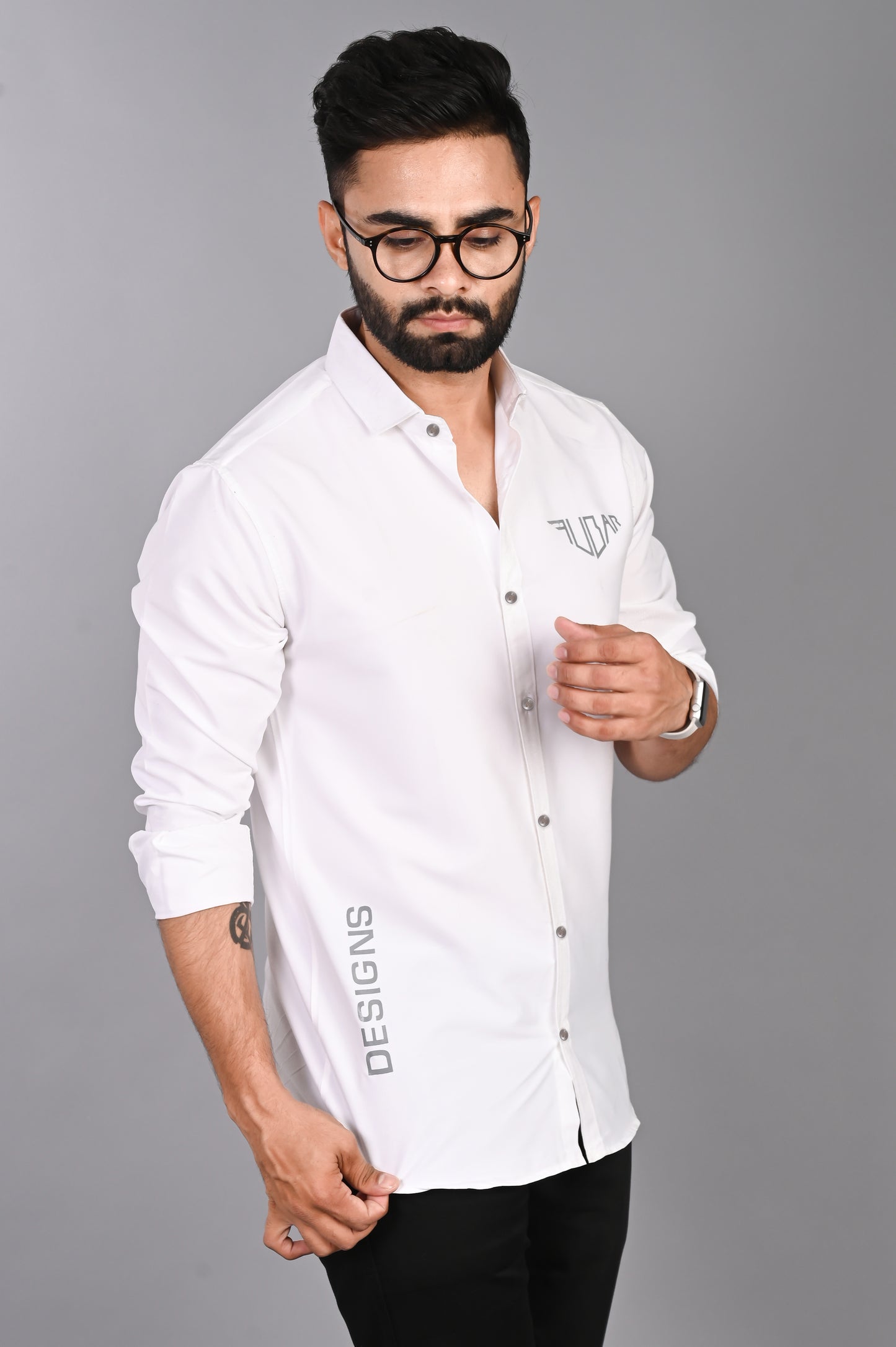 Men Solid Casual White Shirt
