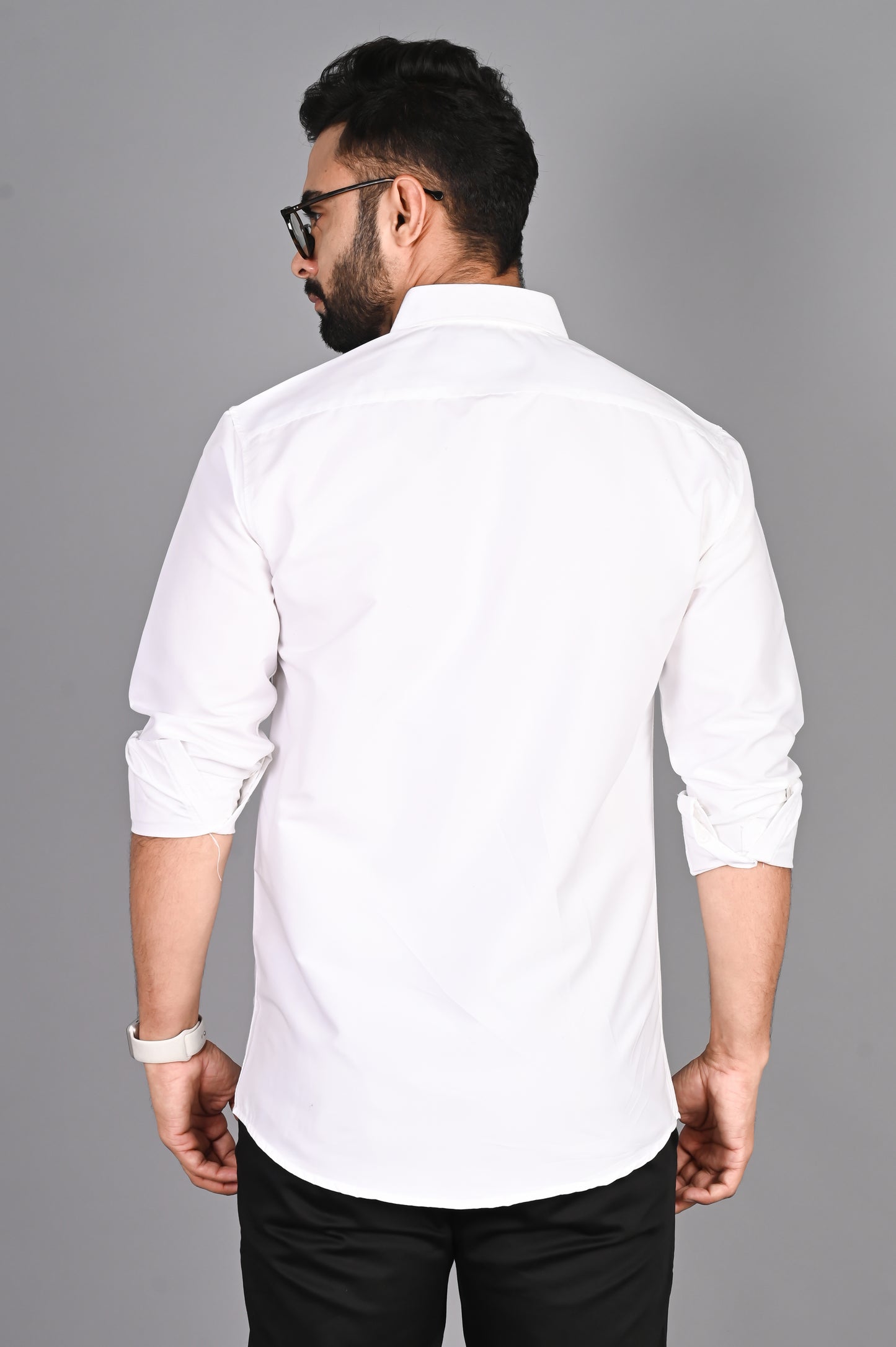 Men Solid Casual White Shirt