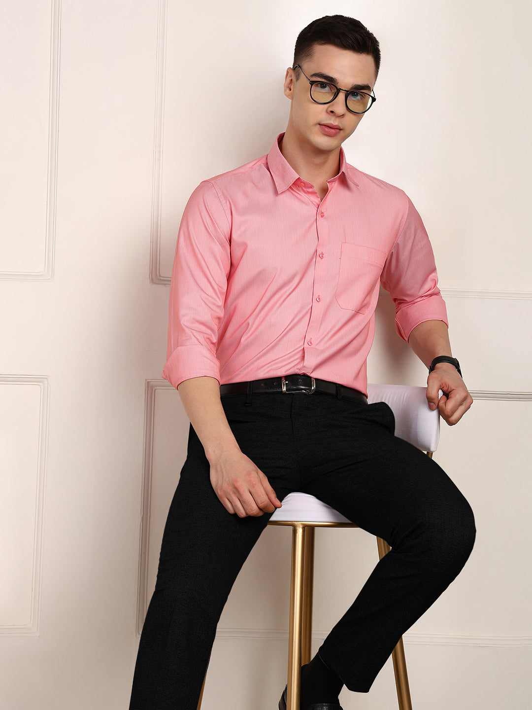 Men Self Design Formal Shirt