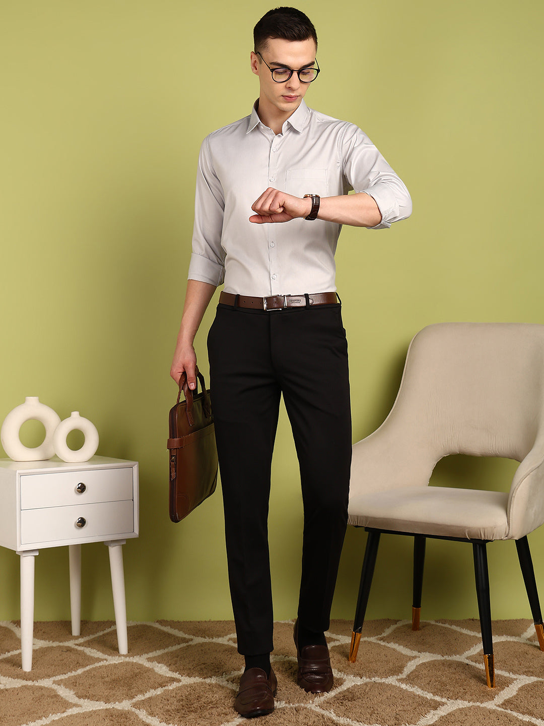 Men Self Design Formal Shirt