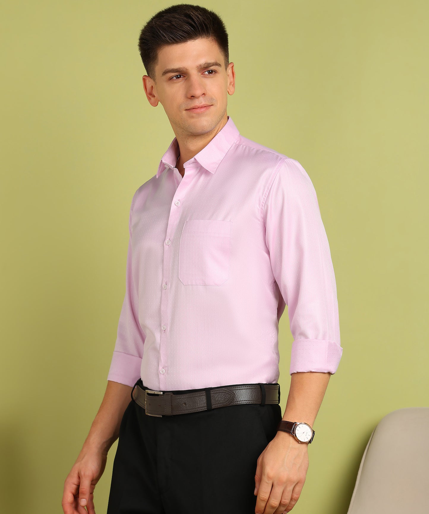 Men Self Design Formal Shirt