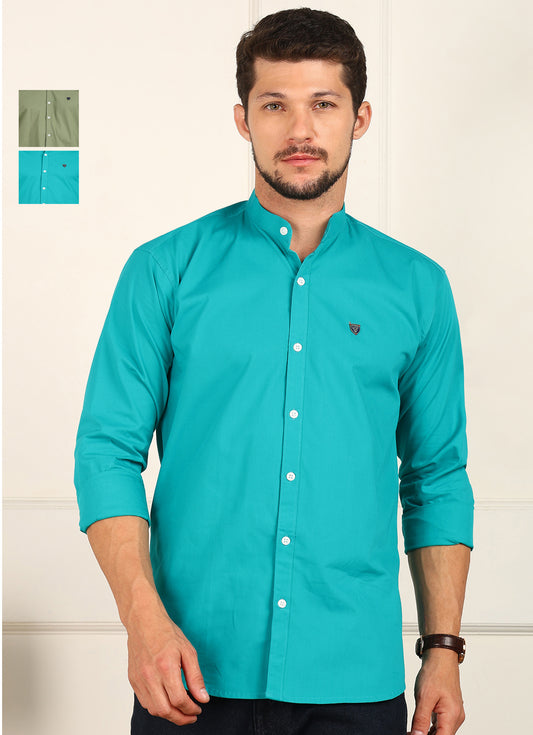 Men Solid Casual Multicolor Shirt (Pack of 2)
