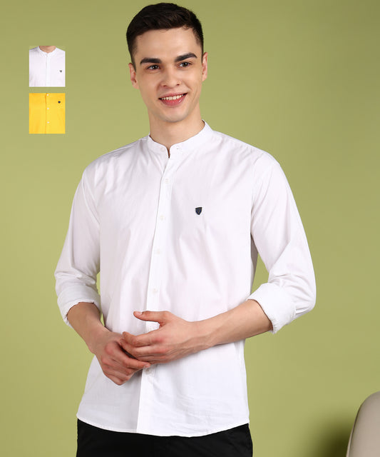 Men Solid Casual Multicolor Shirt (Pack of 2)