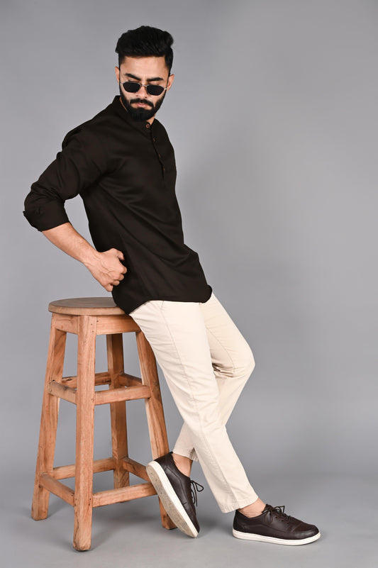 Men Solid Straight Kurta Shirt