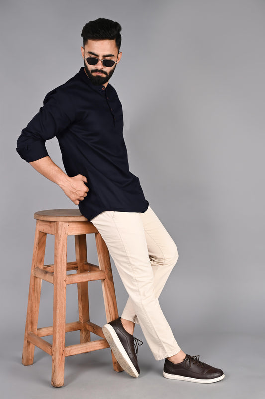 Men Solid Straight Kurta Shirt