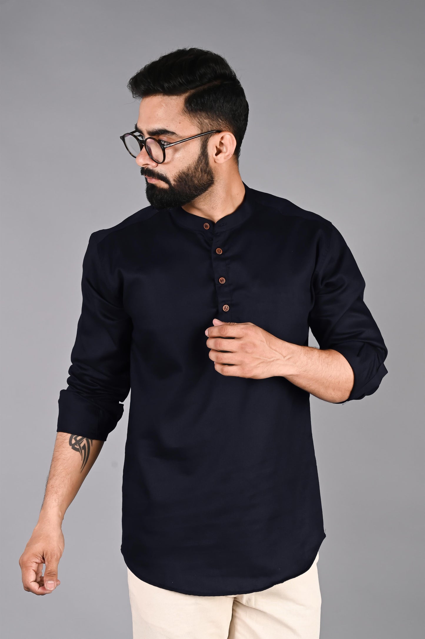 Men Solid Straight Kurta Shirt