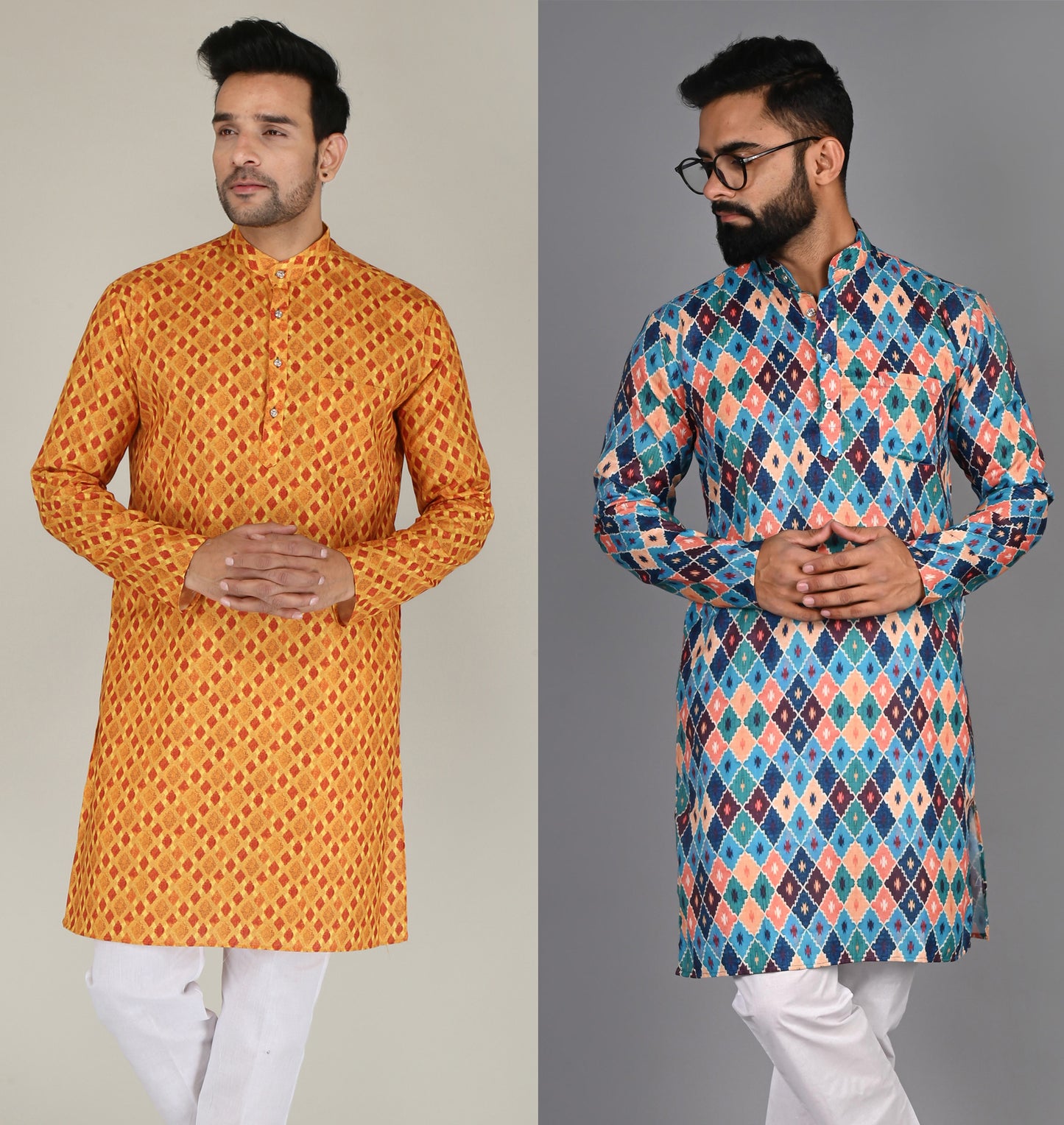 Men Printed Straight Kurta (Multicolor)