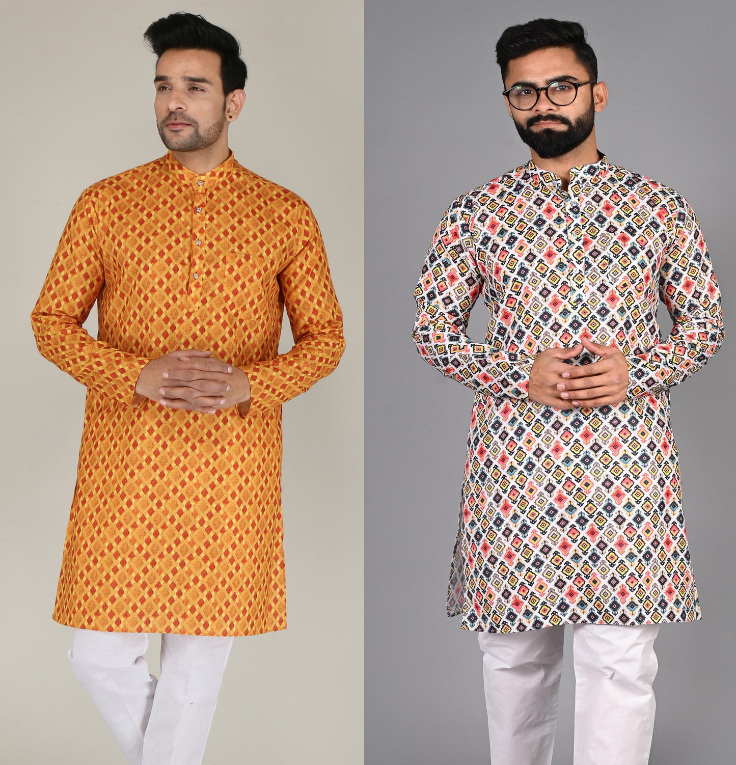 Men Printed Straight Kurta (Multicolor)