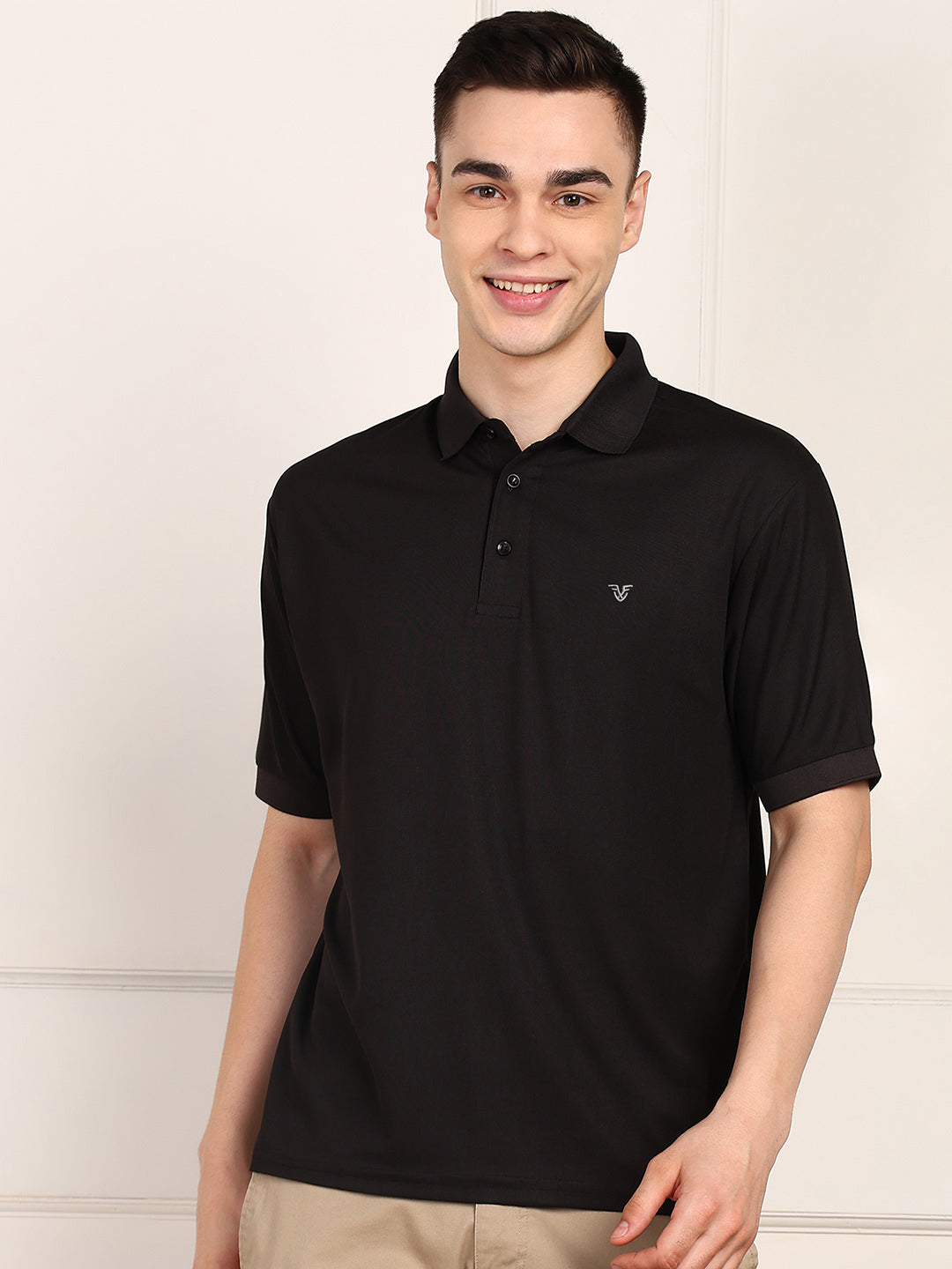 Solid Men Polo Neck T-Shirt