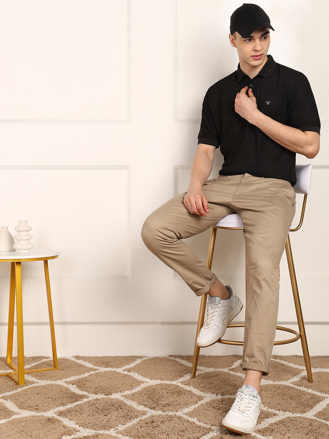 Solid Men Polo Neck T-Shirt
